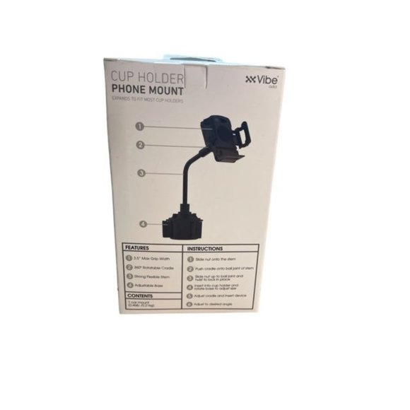 Vibe Auto Cup Holder Phone Mount, Black - Picture 3 of 4